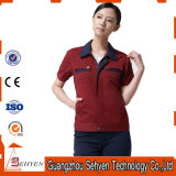 100% Cotton Red Staff Working Uniform with Short Sleeve