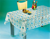 PVC Table Cloth Plastic Transparent, Vinyl Material and Square Shape, PVC Clear Printed Tablecover