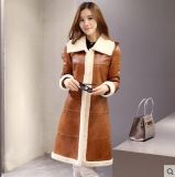 Women's Lamb Leather and Shearling Coat Long Style