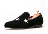 Mens Velvet Smoking Slippers Elegant Star Custom Embroidered Shoes Slippers