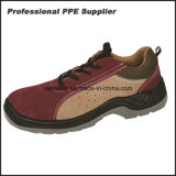 Suede Leather Breathable Summer Safety Shoes with Holes