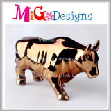 Lovely Bull Ceramic Money Bank with Electroplating