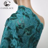 Teal Green Sequin Net Embroidery Fabric