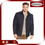 Men's Wool-Blended Faux-Leather-Patch Car Casual Coat