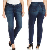 Women Plus Size Cotton Denim Blue Skinny Jeans