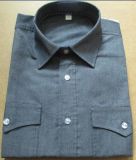Men Grey Double Pockets and Flaps Shirts