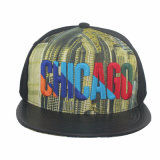 Fashion Sublimation Printing Embroidery Snapback Hat with Leather Brim (GK15-L0002)