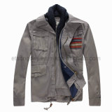 100% Cotton Men's Padding Jacket with Knit Collars (MRDS843)