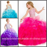 Beading Girl's Pageant Ball Gown Organza Flower Girl Dress Fl2151