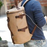USB Connector Canvas Folding Travel Bag Hiking Rucksack Duffle Backpack