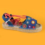 Embroidered Peep Toe Espadrilles Canvas Platform Espadrilles Sandals