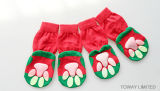 Anti Skid Printing Paws Christmas Green Dog Socks Pet Shoes
