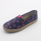 Flower Embroidery Slip on Canvas Flat Shoes for Ladies