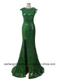 Mermaid Evening Dress with Grooved Shovel Cap Sleeve Bright Film