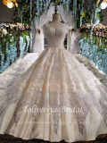 Aoliweiya Bridal Embroidered Satin Long Train Wedding Gown