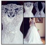Lace Bridal Gown Tiered Pearls Tulle A-Line Wedding Dress A128