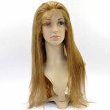 Brazilian Human Hair Full Lace Wig Light Brown Straight with Baby Hair