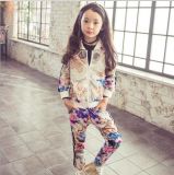 2015 Autumn Hot Sales Korean Style Flower Recreational Girl's Sports Two-Piece Suit