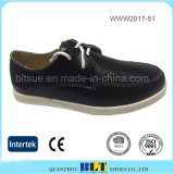 New Model Breathable Black Leather Quality Flat Women Shoes