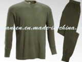 Winter Underwear Suit Thermal in Oliva Green with Simple Design