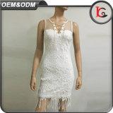 Hot Sell Lace Women Summer Dress Fashion New Arrival Tassels Dress with Metal Jewelry