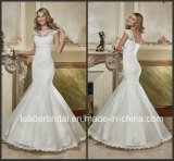 Bateau Lace Wedding Dress Sequins V-Back Bridal Gown W15240