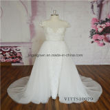 Cap Sleeve Lace with Detachable Train Wedding Dress