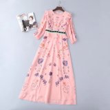 Early Spring European and American Women's Wear Floral Print Long Dress