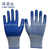 13 Gauge Blue Zebra Stripes Safety Glove with Nitrile Coated