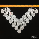 47cm Width High Quality Bridal Polyester Chemical Collar Lace Trim for Lady Wear Apparel Hml8605 Flower V Shape