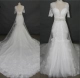 Newest Short Sleeve Lace Beading Mermaid Wedding Dress Bridal Gowns F5078