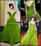 off-Shoulder Taffeta Ball Gowns Green Sash Oscar Quinceanera Dress Z7017