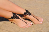 Crochet Pink Barefoot Sandals, Womens Sexy Shoes Anklet