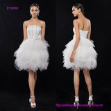 Petite A-Line Strapless Short Knee-Length Satin Tulle Cocktail Party Dress