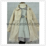 Embroidery Lace Satin Jacket Children Clothing for Girls