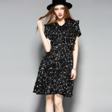 Women's Elegant Floral Dress with Two Layers Jiont Shoulder