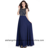 Beaded Crystal Navy Through Back Long Formal Evening Party Dresses
