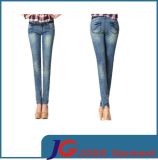 Cacual Blue Half- Print Leopard Skinny Jeans