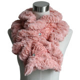 Lady Fashion Cotton Polyester Knitted Fur Scarf (YKY4365B-2)
