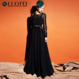 Lady Fashion A-Line Black Chiffon Maxi Long Skirt