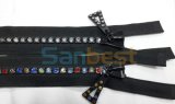 Black Color Resin Diamond Zippers with Competitive Price