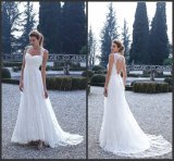 Lace Bridal Formal Gown Hollow Back Sleeves Maternity Wedding Dress H5215