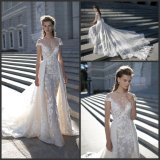 Sheer Neckline Bridal Gown Short Sleeves Betra Wedding Dresses B1608