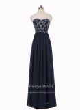 Aolanes embroidery  Strapless Navy Evening Dress