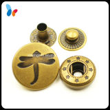 Concave Dragonfly Logo Antique Brass Metal Spring Snap Button