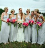 Silver Prom Party Gowns Chiffon A-Line Bridesmaid Dresses Z5005