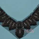 Black Net Lace Fabric Embroidery Collar Lace Applique Beaded Lace