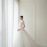 Long Gauze Sleeve Lace Beading Bridal Dress
