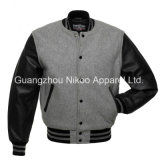 Custom Quality Plain Wool Baseball Varsity Jackets with Leather Sleeves