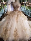 New Arrival Ball Gown Lace Gold Champagne Pattern Wedding Dress